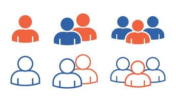 Set People Icon Line Colors vector