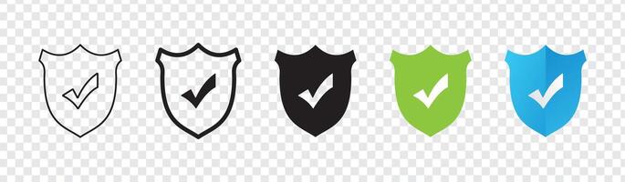Set of shield checklist icons for security and protection designs vector