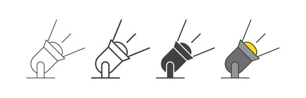 Set of spotlight lamp icons for lighting and design projects vector