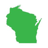 Green colored Wisconsin map for simple design vector