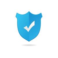 Blue gradient shield checklist icon for secure task management vector