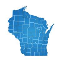 Blue gradient map of Wisconsin state background vector