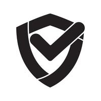 Shield icon with a checkmark in the middle for protection and security vector