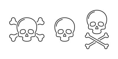 Outline design of skulls and crossbones for dangerous or pirate themes vector