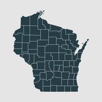 Dark green map of Wisconsin state background vector