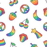Seamless pattern with pride symbols on white background. Hand drawn illustration for wrapping paper, textile, fabric. vector