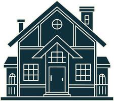 A house icon with a front door and windows vector