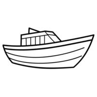 A boat is drawn in black and white on a white background vector