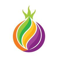 The onion logo is colorful and has a green and purple onion vector