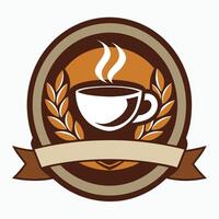Coffee cup with ribbon and laurel on a white background vector