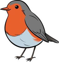 A cartoon robin with a red and gray body vector