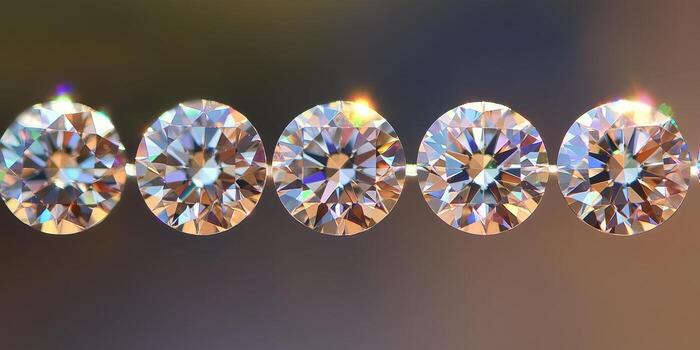 Sparkling array of brilliant diamonds reflecting light in artistic display photo
