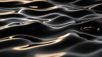 Abstract concept of black liquid waves and reflective light patterns photo