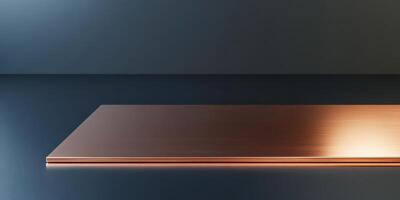 Minimalist copper panel interior with soft lighting reflecting modern design concept photo