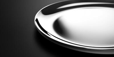 Elegant shiny silver plate reflects minimalist modern design concept photo