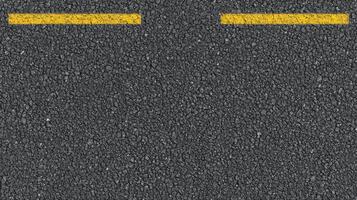 Top view of asphalt road with yellow lines showing urban transportation concept photo