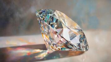Sparkling abstract diamond reflecting light colors and geometry in elegant art concept photo