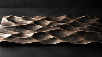 Textured bronze sculpture with elegant wave pattern for modern interior design concept photo