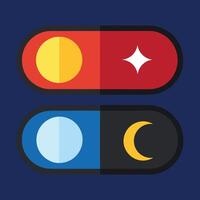 Two buttons with the moon and stars on them vector