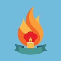 A flame with a candle in it on a blue background vector