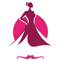 A woman in a dress with a mustache vector