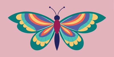 A colorful butterfly on a pink background vector