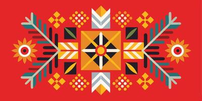 A red and yellow pattern with geometric shapes vector