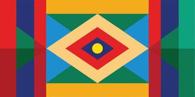 A colorful geometric pattern with a diamond in the center vector