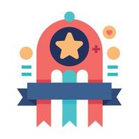 A flat icon of a star with a ribbon and a star vector