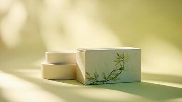 A box of soap and a small box on a yellow background photo
