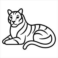 Tiger in continuous line art drawing style with abstract inspiration, highlighting the majestic form of the tiger through minimalist lines and contemporary design elements. vector