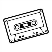 Cassette tape illustrated in one continuous line art style with retro nostalgic vibes perfect for music lovers vintage themes or retro inspired design collections vector