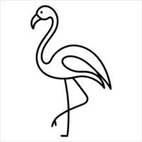 Graceful flamingo represented in continuous line art drawing with a cute touch ideal for stylish bird illustrations elegant wildlife themes and modern minimal artwork vector