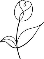 Tulip flower illustrated in continuous line art drawing style portraying botanical beauty floral elegance nature inspired decor and springtime minimal visuals vector