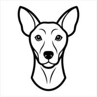 Elegant dog head front view created with black lines on white background showcasing simplicity in canine illustration ideal for pet art and modern decor vector