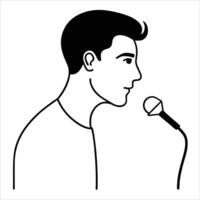 speaker in continuous line art drawing held by hands symbolizing music sharing audio experience and modern sound design for audio branding and creative posters vector