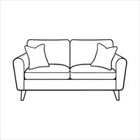 Chic sofa illustration with window backdrop in continuous line art drawing style ideal for showcasing relaxed home settings or contemporary living environments vector