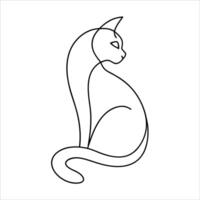 Minimalist cat in black line continuous drawing showing a sleek elegant feline form perfect for modern decor pet lovers illustrations or minimalist design projects vector