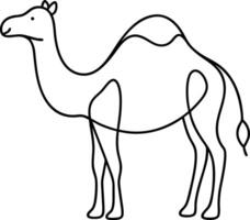 Two humped bactrian camel in continuous line drawing style symbolizing desert travel exotic wildlife minimalist design and nature inspired animal artwork vector