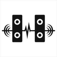 sound wave shown between two music speakers in continuous line art drawing representing musical vibrations sound frequency and stereo system in minimalist form vector