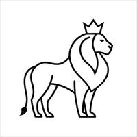 Stylized lion with crown in sleek continuous line art design conveying royalty power and grace excellent for strong identity visuals or modern wall art vector