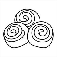 Cinnamon rolls illustrated in minimalist single line art style showcasing delicious bakery treats ideal for dessert branding breakfast menus or food posters vector