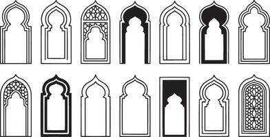 Various arched windows and doors in different styles vector
