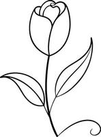 Simple tulip flower line drawing in a minimalist continuous style capturing the elegance of nature spring floral visuals and botanical inspired interior artwork vector
