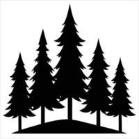 Pine tree silhouettes in a illustration using bold design elements for forest nature themed artwork outdoor posters graphic branding or decorative print use vector