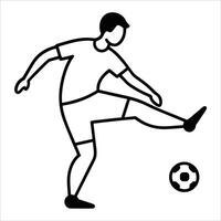 Elegant continuous line art of a football player kicking a ball emphasizing movement and power ideal for sports illustrations and athletic themed design projects vector