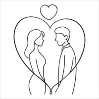 Stylized loving couple hugging each other in fluid continuous line art perfect for elegant romantic themes minimalist relationship illustrations and love concept art vector