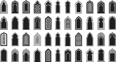 A set of different types of windows and doors vector