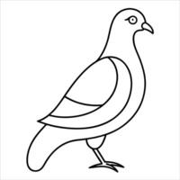 Continuous line drawing of a pigeon in simple black art style ideal for minimalist bird illustrations animal artwork logo design and decorative creative uses vector