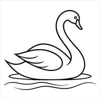 Swan bird floating on calm water illustrated in continuous line art style suitable for serene nature prints graceful wildlife artwork and peaceful decorative illustrations vector
